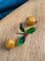 Kerstballen, 5 stuks oud vintage kleur walnoot feathertree, Diversen, Kerst, Ophalen of Verzenden, Zo goed als nieuw