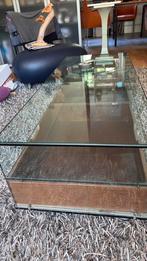 Zware glazen design woonkamer tafel met twee schuif lades, Ophalen, Gebruikt, 100 tot 150 cm, Ducoso