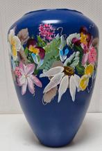 Blauwe vaas met bloemmotief OPRUIMING, Overige kleuren, Nieuw, Ophalen of Verzenden, Glas