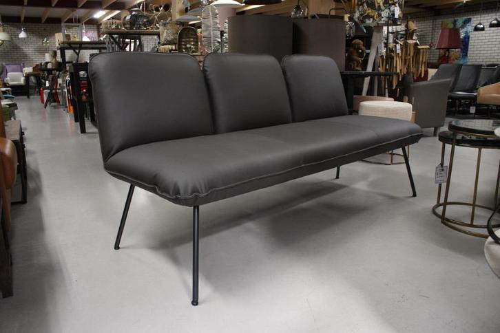 Luxe eetkamerbank Shuffle Jess Design leer zwart wachtruimte, Huis en Inrichting, Stoelen, Zo goed als nieuw, Leer, Metaal, Zwart