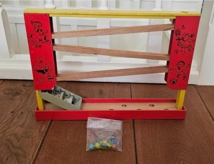 Knikker baan- Vintage- hout- Ook verzenden, Kinderen en Baby's, Speelgoed | Houten speelgoed, Gebruikt, Overige typen, Ophalen
