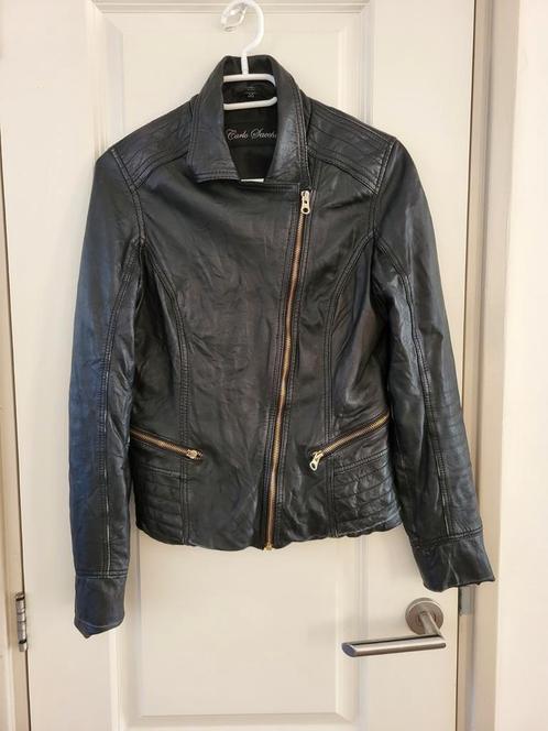 Carlos Sacchi leren jas leder lederen M 38 zwart, Kleding | Dames, Jassen | Zomer, Zo goed als nieuw, Maat 38/40 (M), Zwart, Ophalen of Verzenden