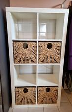Witte Expedit kast Ikea 8 vakken en 4 ‘Lustigkurre’ manden, Ophalen, Met plank(en), Gebruikt, 100 tot 150 cm