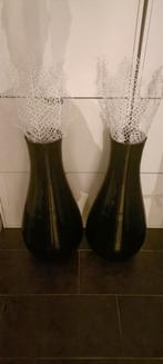 2 grote zwarte vazen, Zwart, Ophalen of Verzenden, Minder dan 50 cm, Glas