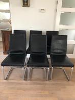 6 Rolf Benz eetkamer stoelen, type 620, zwart, Huis en Inrichting, Stoelen, Ophalen, Gebruikt, Zwart, Leer