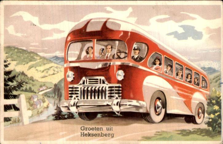 Heksenberg - Groeten uit - Bus - Print, Verzamelen, Ansichtkaarten | Nederland, Gelopen, Limburg, Voor 1920, Ophalen of Verzenden