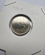 Nederland. Juliana. 25 Cent 1969 haan. Sch. 1152-3, Postzegels en Munten, Ophalen of Verzenden, Koningin Juliana, 25 cent