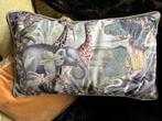 Velours Kussen Wilde Dieren Jungle olifant giraffe, Ophalen of Verzenden, Nieuw, Overige kleuren, Rechthoekig