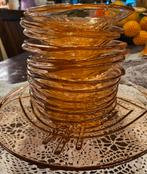 Art Deco Roze Glazen taart Set, Ophalen of Verzenden