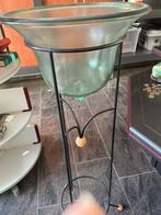 Glazen vaas op metalen standaard, Huis en Inrichting, Ophalen, Zo goed als nieuw