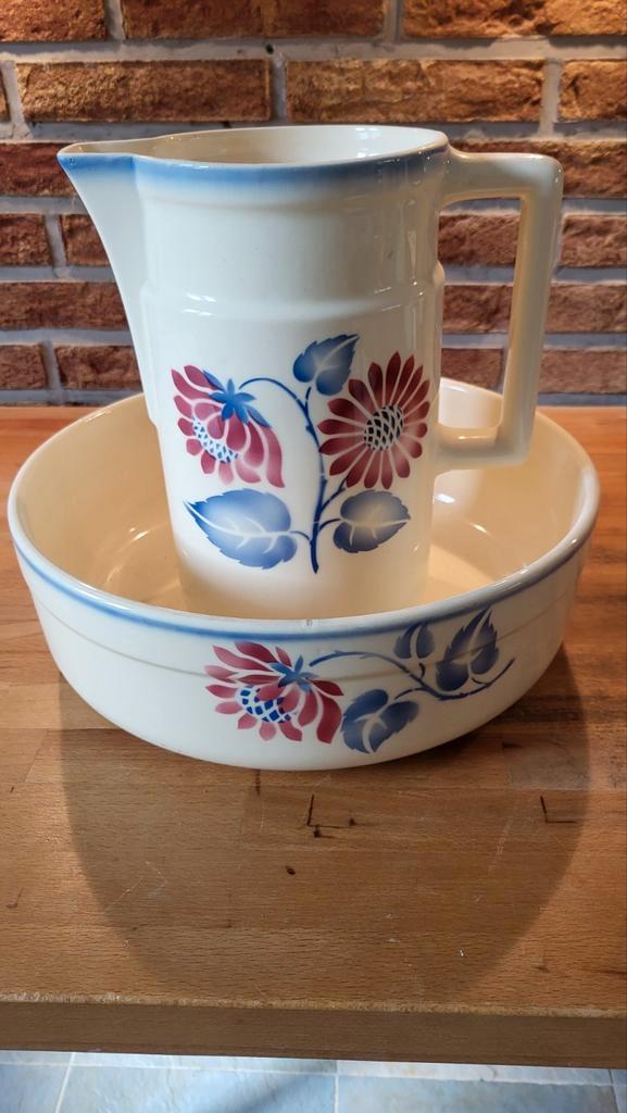 Oud Lampetstel met Bloemenmotief, Antiek en Kunst, Antiek | Keramiek en Aardewerk, Ophalen