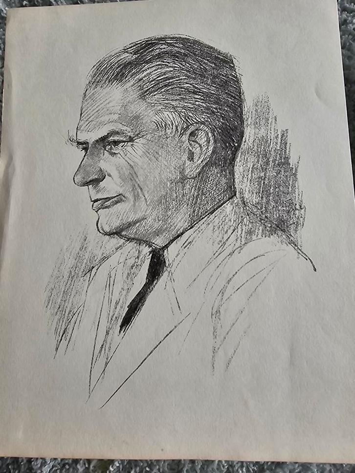 Portret Prof. Dr. Willem Gerrit Sillevis Smitt, Antiek en Kunst, Kunst | Tekeningen en Foto's, Ophalen of Verzenden