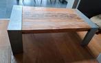 Mango houten salontafel met stalen poten, Huis en Inrichting, Tafels | Salontafels, Ophalen, Gebruikt, Minder dan 50 cm, Rechthoekig