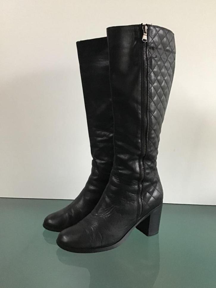 GRATIS VERZENDEN | TRENDY leren zwarte laarzen 38, Kleding | Dames, Schoenen, Zo goed als nieuw, Hoge laarzen, Zwart, Verzenden