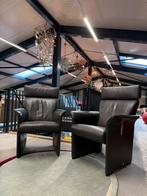 2 Jori Aqua fauteuil Grijs leer Design stoel Hoofdsteun
