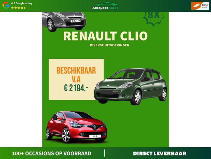 Renault Clio 1.4-16V 8X Renault Clio op voorraad veel opties, Auto's, Renault, Bedrijf, Te koop, Clio, ABS, Airbags, Airconditioning