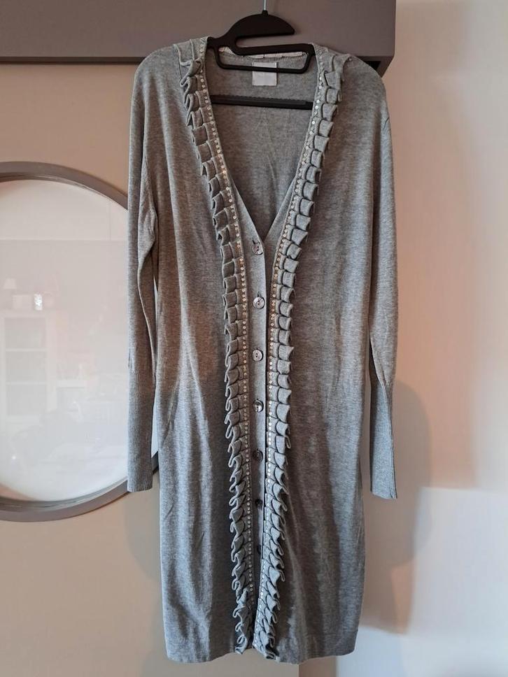 Uno Due Lange Cardigan - Maat 42, Kleding | Dames, Truien en Vesten, Zo goed als nieuw, Maat 42/44 (L), Grijs, Ophalen of Verzenden