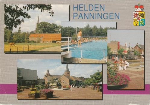 HELDEN PANNINGEN Kerk Plein Zwembad Hema, Verzamelen, Ansichtkaarten | Nederland, Gelopen, Limburg, 1980 tot heden, Verzenden