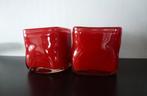 DutZ zware glas windlichten / waxinelicht houders / vazen, Overige materialen, Ophalen of Verzenden, Zo goed als nieuw, Rood