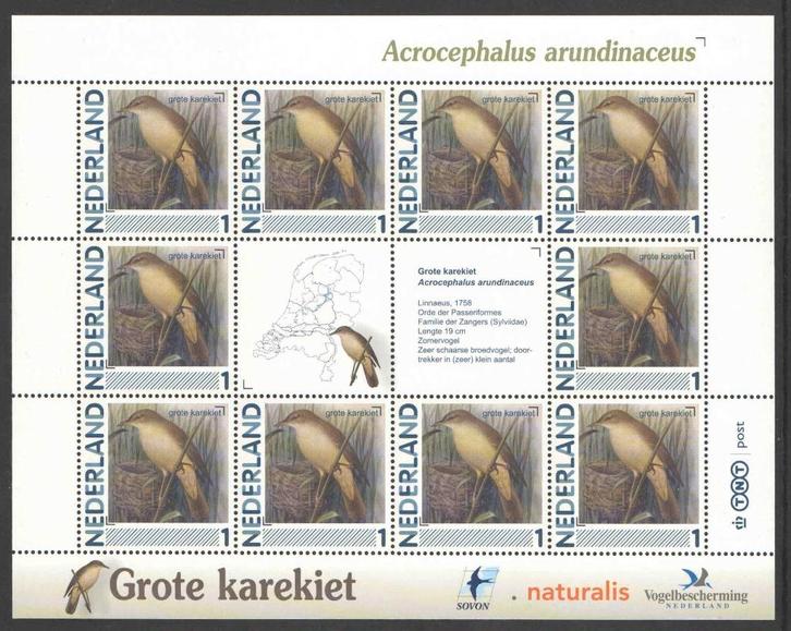 Postzegels Vogels in Nederland: Grote Karekiet, Postzegels en Munten, Postzegels | Nederland, Postfris, Na 1940, Ophalen of Verzenden