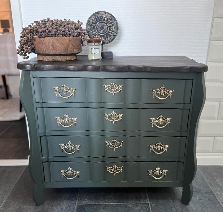 Prachtig gerestyled buikkastje / ladekastje groen, Huis en Inrichting, Kasten | Ladekasten, Zo goed als nieuw, Minder dan 100 cm