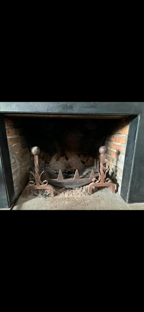 Antieke Openhaard Bokken + Haardscherm, Huis en Inrichting, Haarden, Gebruikt, Ophalen