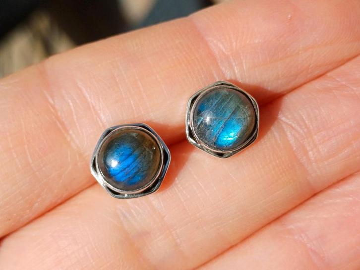 Vanoli 925 zilveren oorbellen oorknopjes met labradoriet, Sieraden, Tassen en Uiterlijk, Oorbellen, Nieuw, Knopjes of Stekers