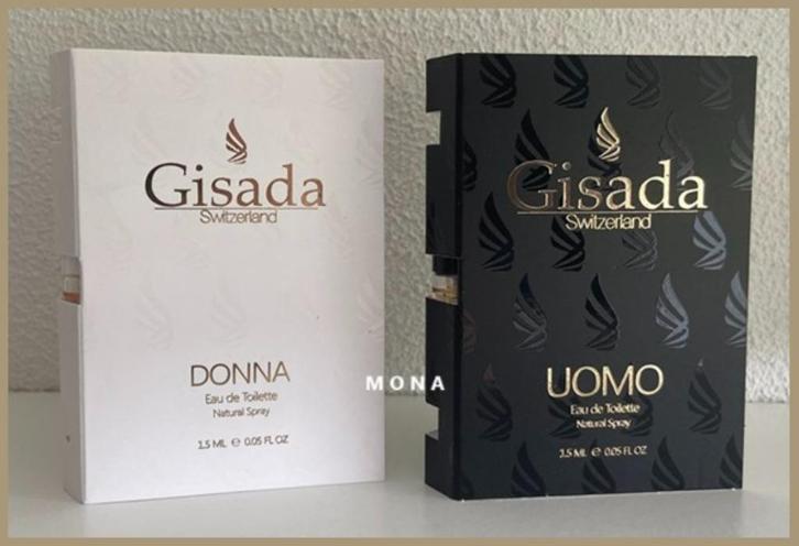 Gisada Donna & Uomo set 2 niche parfum samples proefjes, Sieraden, Tassen en Uiterlijk, Uiterlijk | Parfum, Nieuw, Verzenden