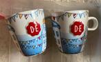 2 Douwe Egberts burendag mokjes, samen 5 euro., Keramiek, Ophalen of Verzenden, Zo goed als nieuw, Overige stijlen