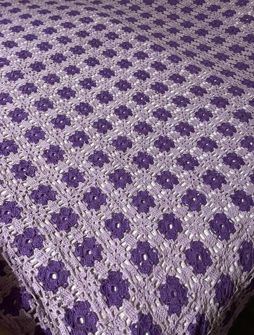 Prachtige lila paarse gehaakte sprei 200x190, Hobby en Vrije tijd, Breien en Haken, Nieuw, Haken, Wol of Garen, Ophalen of Verzenden