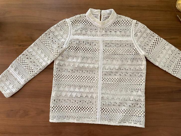 MNG:  "gehaakte" top met lange mouwen maat S, Kleding | Dames, Tops, Zo goed als nieuw, Maat 36 (S), Wit, Lange mouw, Verzenden