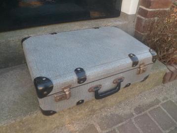 Vintage KOFFER reiskoffer 55 x 38 cm. grijs en zwart beschikbaar voor biedingen