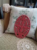 Brocante Franse Roze Gietijzeren Onderzetter ** Mimosa **, Antiek en Kunst, Ophalen of Verzenden