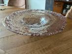 Art glas transparante schaal met metaal reepjes, Ophalen of Verzenden, Zo goed als nieuw, Rond, Glas