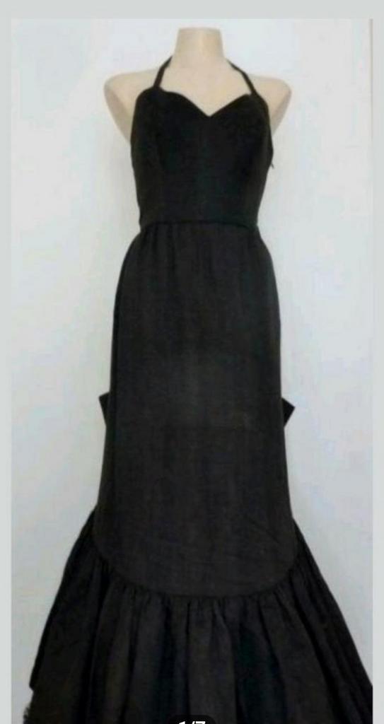 Zwarte lange gelegenheidsjurk met kant en tule van Vogue, Kleding | Dames, Gelegenheidskleding, Zo goed als nieuw, Overige typen