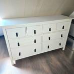 HEMNES ladekast met leren handgrepen, Huis en Inrichting, Kasten | Ladekasten, Ophalen, 5 laden of meer, Zo goed als nieuw, Minder dan 100 cm