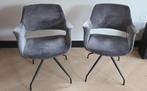 2 armstoelen Elshout – velvet donkergrijs – 360 draaibaar, Ophalen, Gebruikt, Minder dan 75 cm, Metaal
