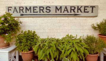 Supergroot (173 cm) handgeschilderd bord / Farmers Market beschikbaar voor biedingen