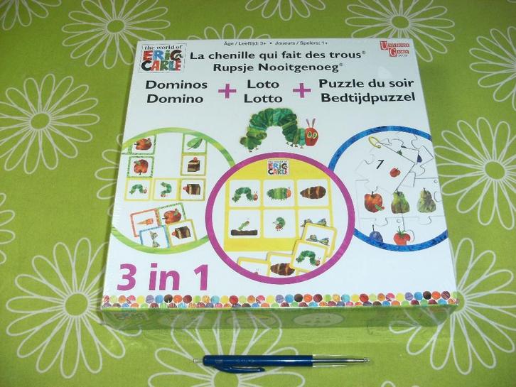 Nieuw in seal: Rupsje Nooitgenoeg 3 spellen in 1, Hobby en Vrije tijd, Gezelschapsspellen | Bordspellen, Nieuw, Een of twee spelers