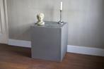 Brocante - Bijzet-bloktafel met marmeren plaat!, Ophalen, Gebruikt