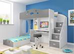 Coca hoogslaper/stapelbed - 90x200 - Wit/grijs, Huis en Inrichting, Slaapkamer | Stapelbedden en Hoogslapers