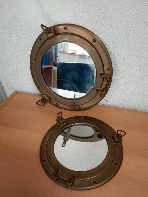 Set van 2 decoratieve patrijspoort spiegels, Huis en Inrichting, Woonaccessoires | Spiegels, Gebruikt, Minder dan 50 cm, Minder dan 100 cm