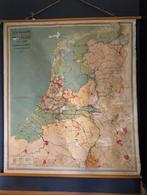 Vintage Land kaart van Nederland op Linnen, Ophalen of Verzenden, Gebruikt