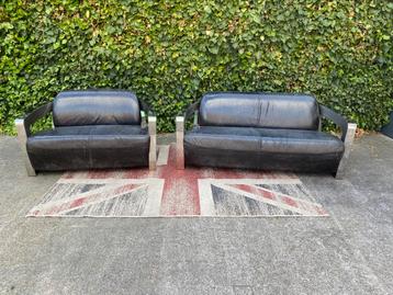 Aviator Timothy Oulton leren generfde Set !!!! beschikbaar voor biedingen