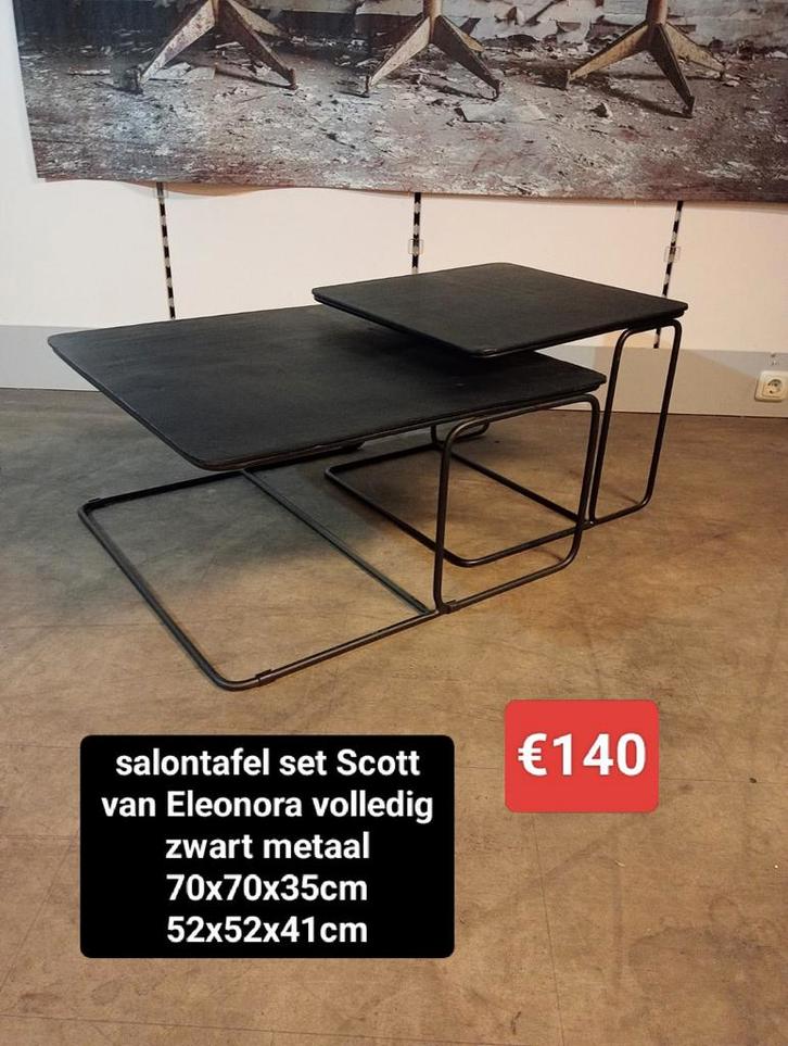 Nieuwe salontafel set Scott van Eleonora zwart metaal €140, Huis en Inrichting, Woonaccessoires | Overige, Nieuw, Ophalen