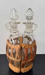 Vintage 0lie & Azijn stel  glas/pitriet, Gebruikt, Overige typen, Ophalen of Verzenden, Glas