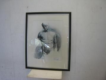 Waterverf van (Walter Pon??), Mannelijke torso,82x104 beschikbaar voor biedingen