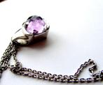 925 Zilveren dubbele Pure ketting prachtige amethist hanger, Sieraden, Tassen en Uiterlijk, Kettingen, Ophalen, Zo goed als nieuw
