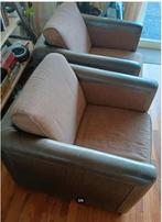 2x Stijlvolle Fauteuils van Leer en Stof, Huis en Inrichting, Fauteuils, 75 tot 100 cm, Zo goed als nieuw, 50 tot 75 cm, Ophalen