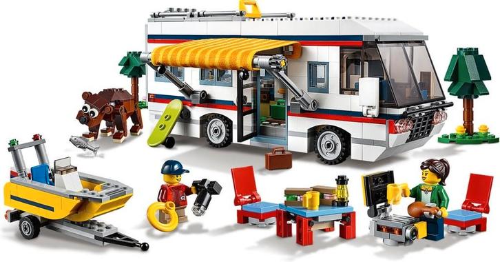 LEGO Creator 3-in-1 set, Kampeerbus, boot en huisje 31052, Kinderen en Baby's, Speelgoed | Duplo en Lego, Zo goed als nieuw, Lego